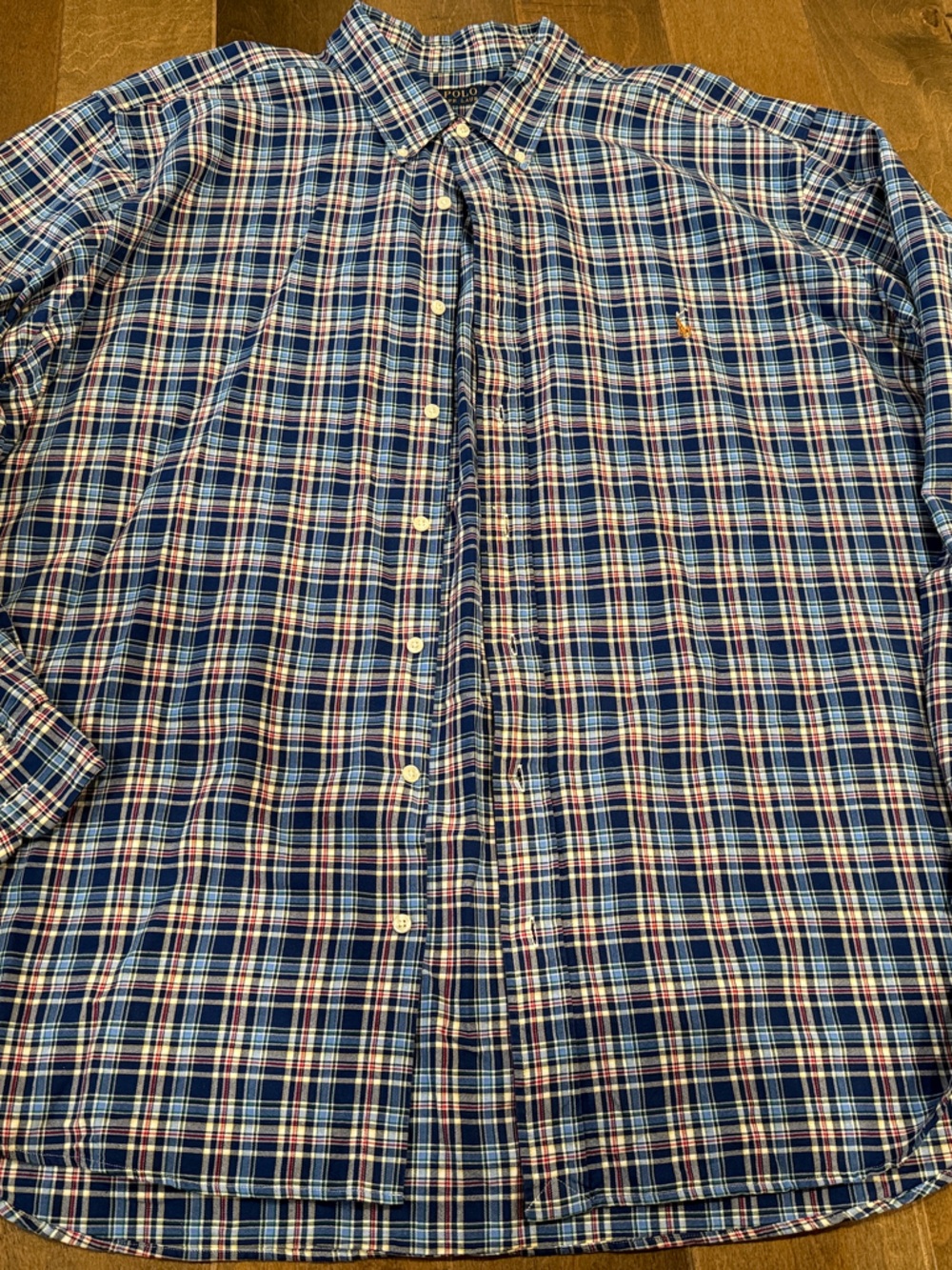 Polo by Ralph Lauren Blue and White Plaid Button-Down Shirt